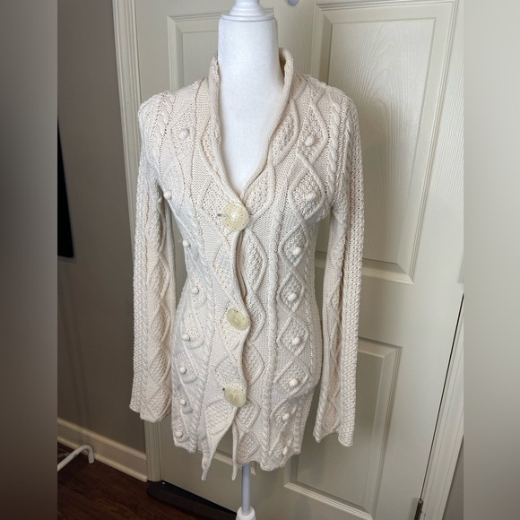 Free People Cotton Cream Ivory Cable Knit Sweater - Picture 3 of 14